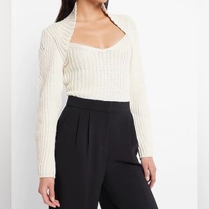 Express cream open neck sweater